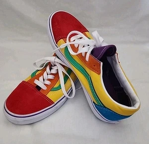 Vans Old Skool Shoes Junior Sz 7 Yellow Red Skate Casual Lifestyle Sneakers - Picture 1 of 9