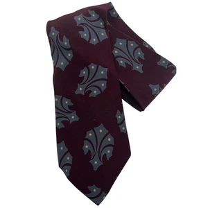 Giorgio Armani Pure Silk Burgundy and Blue Damask Print Neck Tie - Picture 1 of 4