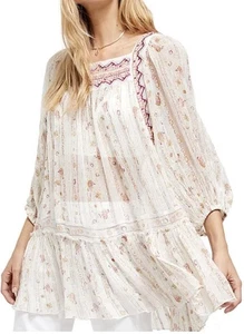 Free People Dance Magic Tunic Sheer Metallic Top Dress Tie Back Size XL - Picture 1 of 12