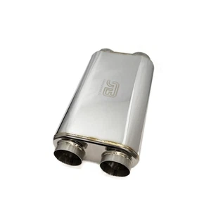 Stainless Bros 3in Dual In/Out SS304 Thin Oval Muffler - Fits 616-07623-2250 - Picture 1 of 1