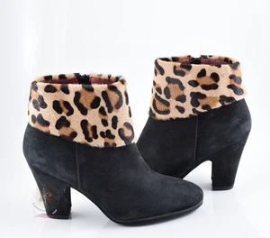 DA-PI SCHWARZE WILDLEDER-/KALBSHAAR-Stiefelette Größe 5,5 US/36 EU neu ohne Karton. - Bild 1 von 7