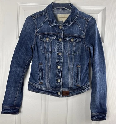 Chaqueta de Jean Anthropologie Pilcro & The Letterpress Denim Envejecida Talla S Azul Foto 1 de 4