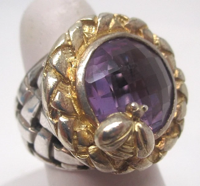 Anillo de abeja amatista de oro esterlina y amarillo de 18k SAINT by Sarah Jane RARO reventa Foto 1 de 4