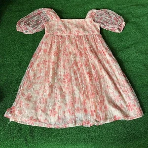 Wonder Nation Girls Apricot Metallic Mesh Puff Sleeve Zip Dress Size 12 Plus - Picture 1 of 14