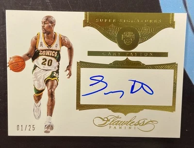 2015-16 Flawless Gary Payton #SS-GP Gold On Card Autograph /25 Super Sonics - Image 1 of 2