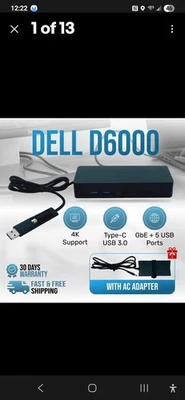 Genuine Dell D6000 Dual Display USB-C Universal Docking Station w/130W Adapter - Image 1 of 4
