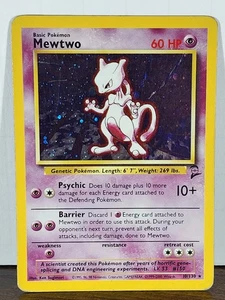 Pokémon TCG Mewtwo Base Set 2 Holo Rare Card 10/130 Vintage WOTC MP - Picture 1 of 13