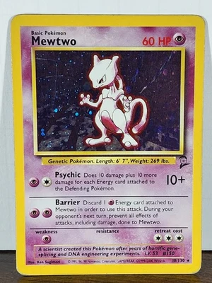 Pokémon TCG Mewtwo Base Set 2 Holo Rare Card 10/130 Vintage WOTC MP - Image 1 of 4