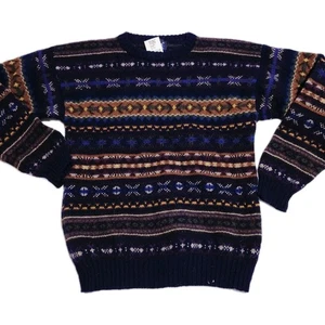 Vintage Woolrich Mens Wool Knit Fair Isle Nordic Crewneck Sweater Size Small S - Picture 1 of 5