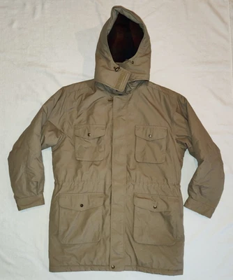 BONITO Abrigo para Hombres Lands End Beige Franela a Cuadros Forrado Pesado Largo Cremallera a Presión Grande L Foto 1 de 4