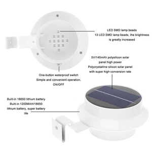 Outdoor Solar Fence Light Waterproof 13LED Gutter Lamp Garden Landscape Light AS - Picture 1 of 24