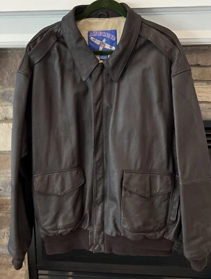 Air Force Landing 100% Leather Bomber Jacket Brown Leather Men’s Size 2XLT - Image 1 of 4