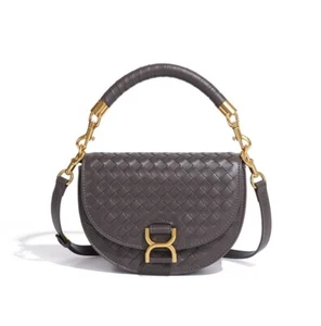 Women's Vegan Leather Woven Flap Top Handle Crossbody Shoulder Bag - Picture 1 of 5