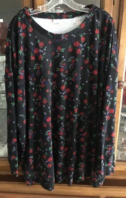 Woman Within Soft Velour Pullover Sweatshirt Top 3X 30/32W Floral L/S Poly NEW - Изображение 1 из 4