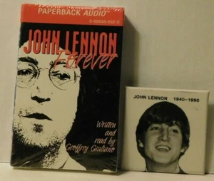 John Lennon Forever paperback audio cassette tape sealed with bonus pin  - Picture 1 of 2