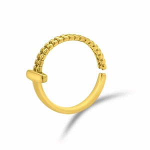 925 Sterling Silver Open Ring 18K Gold-plated T-shape Adjustable One Size S925 - Picture 1 of 3