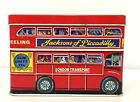 London Transport Red Double Decker Bus Jacksons Of Piccadilly Tea Tin Container