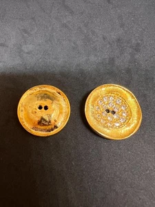 Gilded Metal Buttons with Swarovski Crystal Embellishment - Handcrafted Luxury - Picture 1 of 1