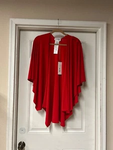 Neu mit Etikett Joseph Ribkoff rote Strickjacke Wickeloptik vorne offen Schulter Akzent Einheitsgröße - Bild 1 von 10