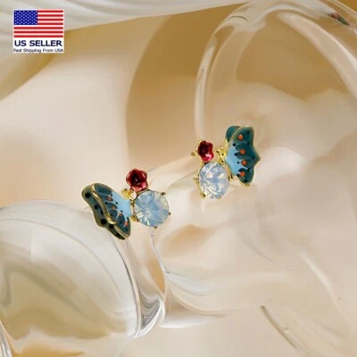 Preciosos Pendientes Mujer Plata 925 Creativos Esmaltados 3D Mariposa Flores 1604 Foto 1 de 4