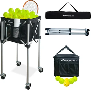 Tragbarer Tennisball Hopper Tennisballkorb mit Rollen Korb für bis zu 160 - Bild 1 von 7