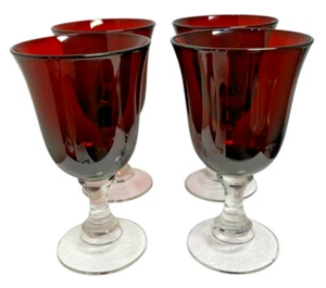 Arc International Knights Tale Ruby Red Goblets 7.25" Tall Set of 4 - Picture 1 of 11