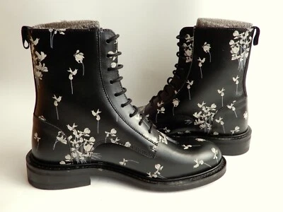 ERDEM X H&M BNWOT JENNY BIKER LEATHER BOOTS EUR-39 US-8 FLORAL BLUMIGE STIEFEL - Imagen 1 de 4