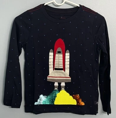 NUEVO CON ETIQUETAS Camisa Joules Unisex Niños Talla 8 Nave Espacial Rocket Manga Larga Foto 1 de 4