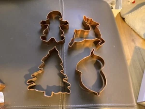 4 William Sonoma Copper Cookie Cutters XM Tree - Gingerbread - Reindeer & Acorn - Picture 1 of 1