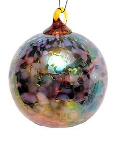 Hand Blown 3 1/4" Glass Ball Orb Ornament - Loop For Hanging - Picture 1 of 5