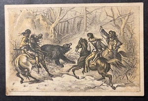 Tarjeta publicitaria Three Riders Lassoing a Bear Bronner & Wernentin Davenport IA - Imagen 1 de 2