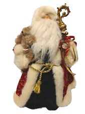 Vintage Old World Santa Tree Topper White 14” Porcelain Face Hands Holding Bear