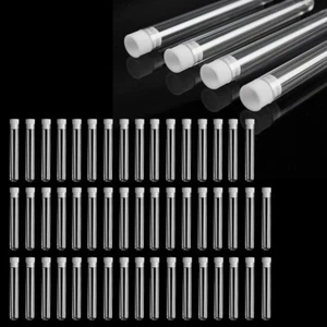 50 Pcs Clear Plastic Test Tube Clear Vials+Push Cap Lab Accessories 100x15mm - Picture 1 of 7