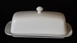 Classic White Bia Cordon Bleu Porcelain Covered knob Butter Dish FREE SHIP - Picture 1 of 4