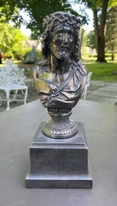 ANTIQUE VICTORIAN SILVER PLATE FIGURAL PRESENTATION STATUE BUST OF JESUS 10" - Picture 1 of 8