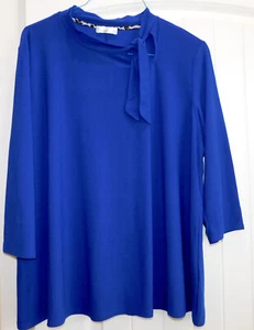 89th + Madison AZUL REAL Camisa Elástica Manga 3/4 Blusa Top 3X ¡IMPRESIONANTE! - Imagen 1 de 3