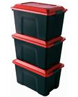 •Sundis Locker 60L x3 aufbewahrungsbox mit Deckel, Kunststoff, Schwarz und Rot,