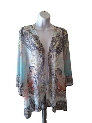 Cárdigan Kimono Soft Surroundings XS Paisley Transparente Multicolor Ligero Boho Foto 1 de 4