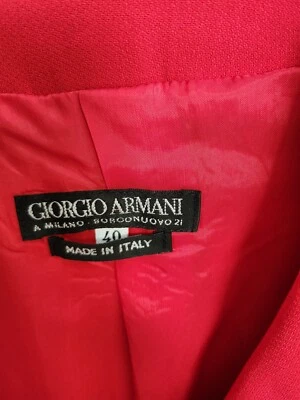复古 Giorgio Armani 女式 40 红色羊毛裙套装裙和夹克意大利 — 第 1/4 张图片
