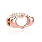 Genuine Rose Gold Hands Heart S925 Sterling Silver Bead Charm Mum Wife Daughter