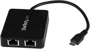 StarTech.com USB-C auf Dual Gigabit Ethernet Adapter mit USB 3.0 Typ-A Port sch - Afbeelding 1 van 1