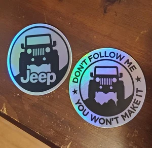 Vintage JEEP Stickers (2) Heavy Duty Weather Proof HOLOGRAPHIC REFLECTIVE - Bild 1 von 24