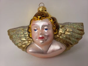 Decorazione natalizia in vetro busto cherubino Kurt S Adler POLONAISE® - NUOVO - ETICHETTA - SCATOLA - Foto 1 di 10