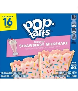 🔵 Neu Kellogg’s Pop Tarts FROSTED STRAWBERRY MILKSHAKE Gebäck Box (16ct) - Bild 1 von 2
