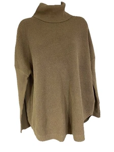 Michael Kors Rollkragen Pullover Gr. L geschwungener Saum Strick Oversized braun Box9 - Bild 1 von 9