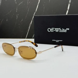 NEW OFF-WHITE OERI13M MIAMI 7662 SUNGLASSES UNISEX OVAL HAVANA ORANGE EYEWEAR - Picture 1 of 11