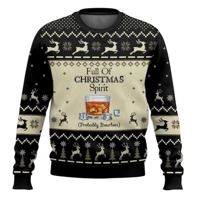 Full Of Christmas Spirit Probably Bourbon Ugly Christmas Sweater - Image 1 of 3