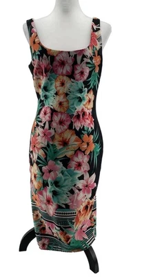Bisou Bisou Tropical Dress Womens 4 Scuba Sheath Sleeveless Vacay Travel Office - image 1 of 4