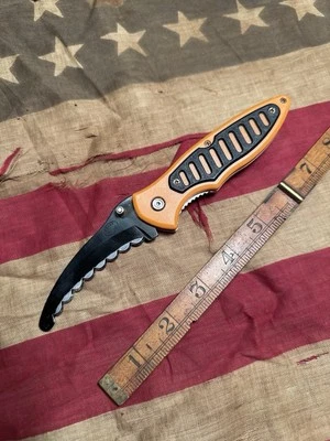 Cuchillo Plegable Rescate Cubiertos Escarcha Naranja Foto 1 de 3