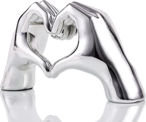 Escultura de manos de corazón de plata, centros de mesa de amor estatua estética y escultura - Imagen 1 de 12